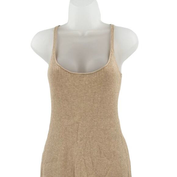J.Crew Ribbed Scoopneck Knit Mini Dress Light Tan Fit & Flare Short Sexy Soft XS - Picture 4 of 11